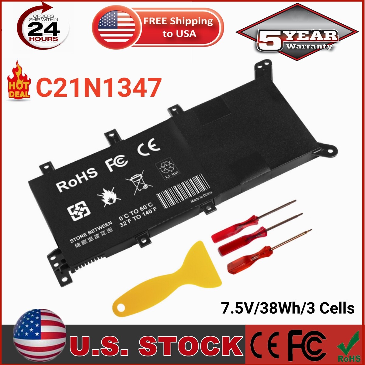 C21N1347 Laptop Battery For ASUS A555 F554 F555 X555L X555LA X555LD X555MA K555L