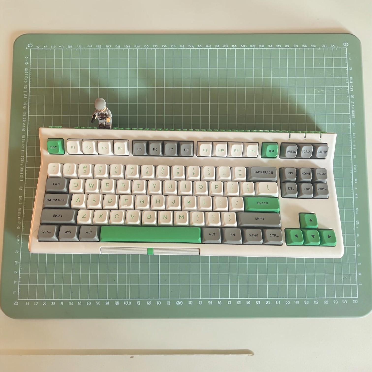 Epomaker Brick 87 80% Keyboard Green and White Color with Lego Man