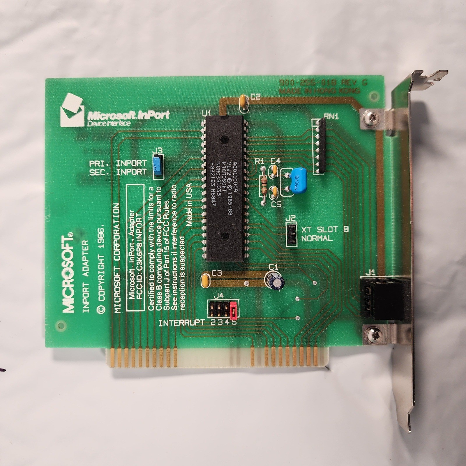 Vintage 1986 Microsoft InPort Adapter ISA Bus Mouse Interface Card C3K6P8 USA