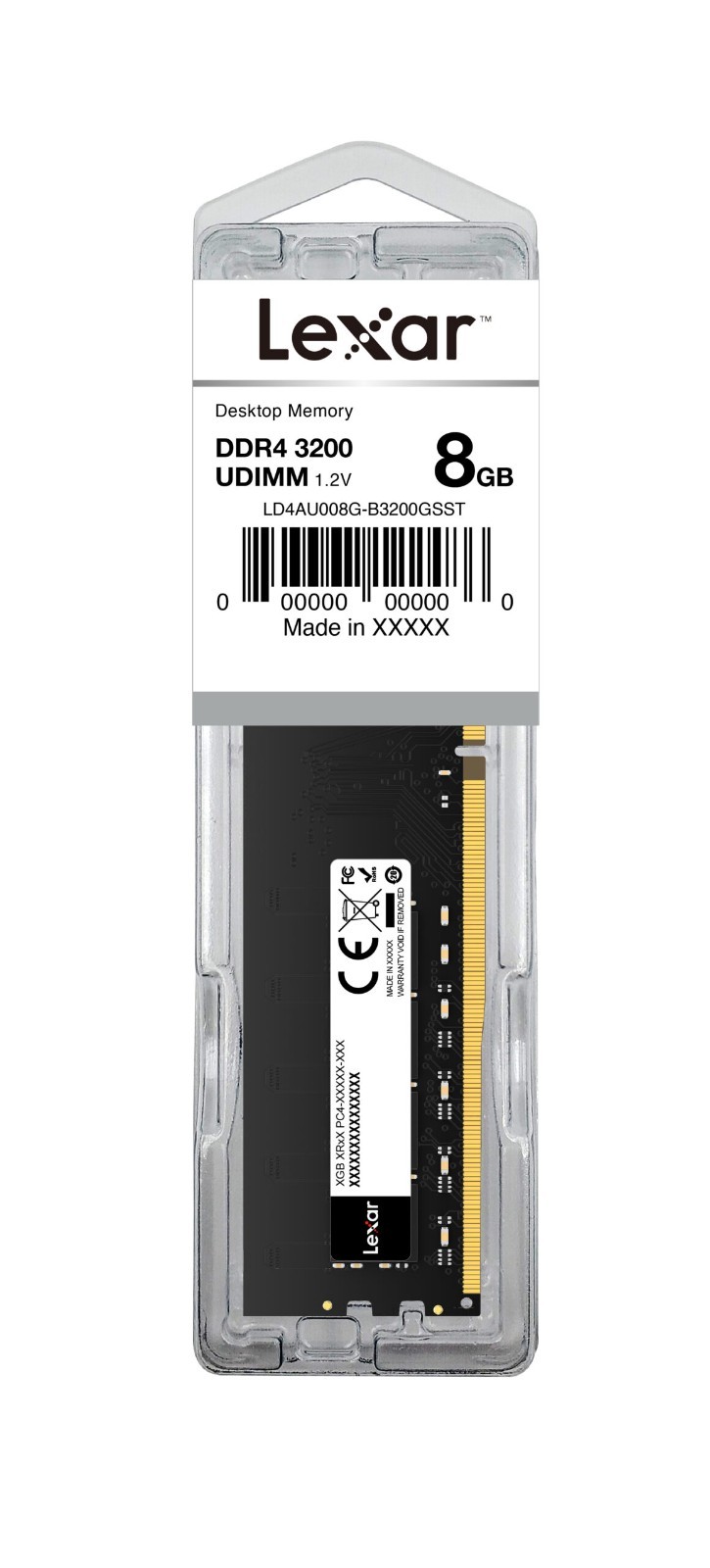 Lexar 8GB DDR4 3200MHz Desktop Memory PC RAM DIMM 288-Pin 1.2V PC4-25600 UDIMM