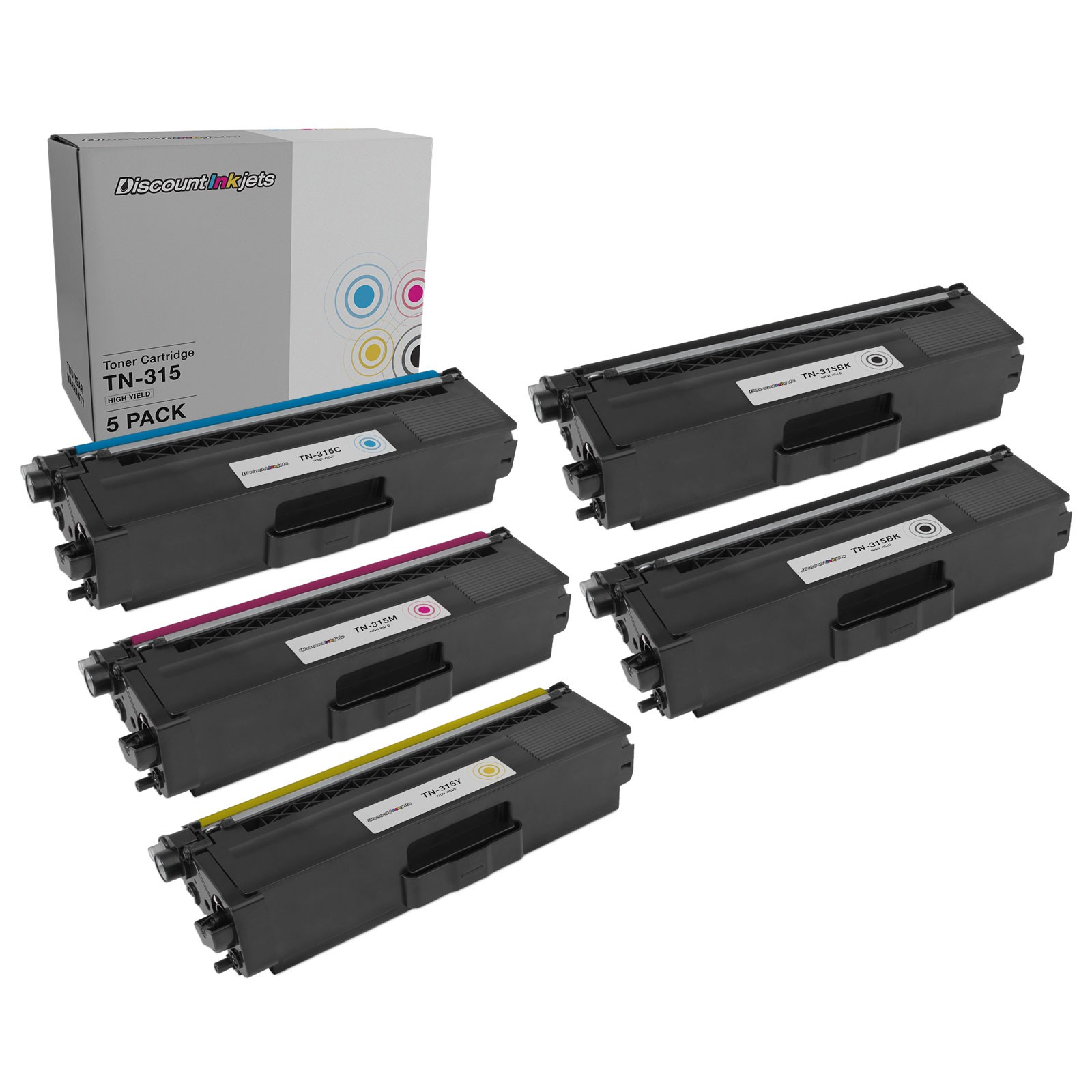 5pk Comp Toner Cartridge for Brother TN315 Black Cyan Magenta Yellow TN-315