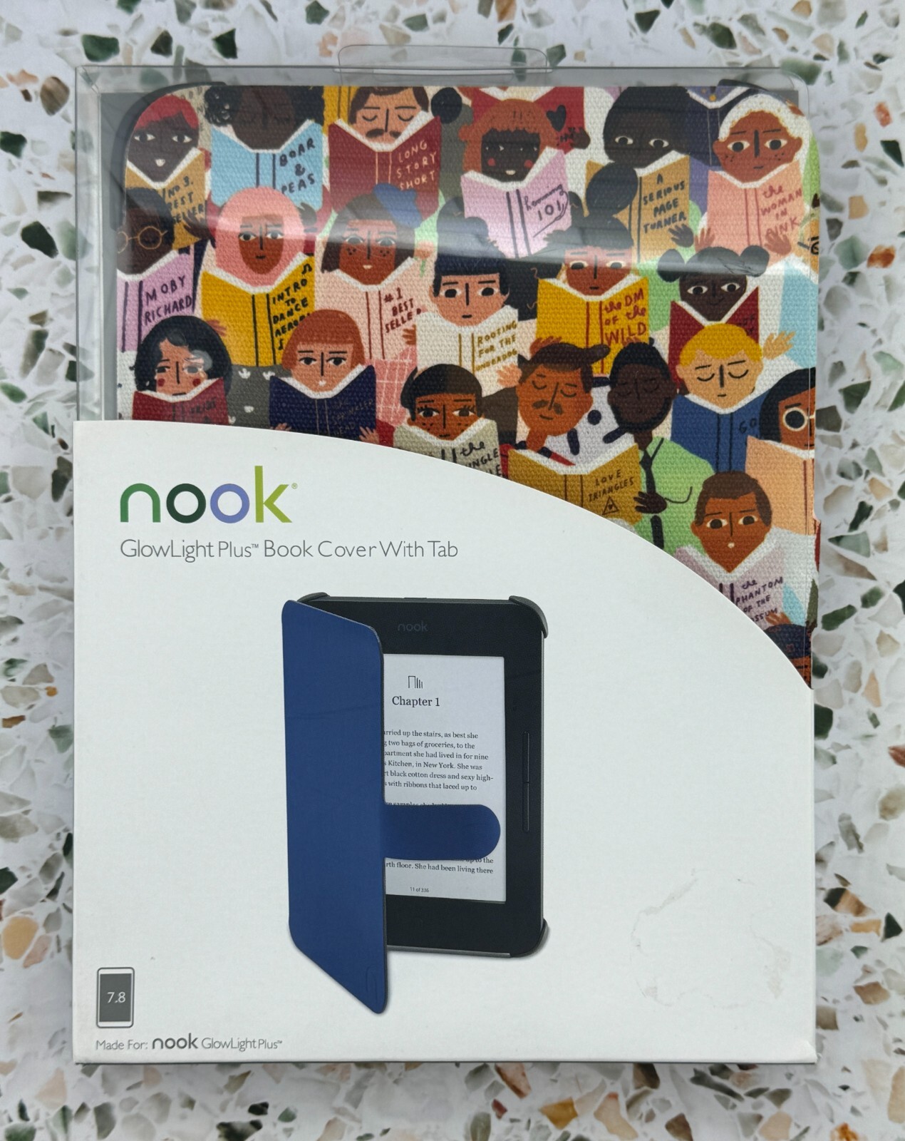Nook GlowLight Plus Book Cover with Tab - Book Club Design - Brand New