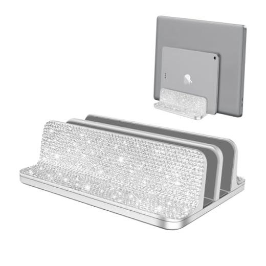 Bling Vertical Laptop Stand, Double Desktop Stand Holder with Adjustable Dock