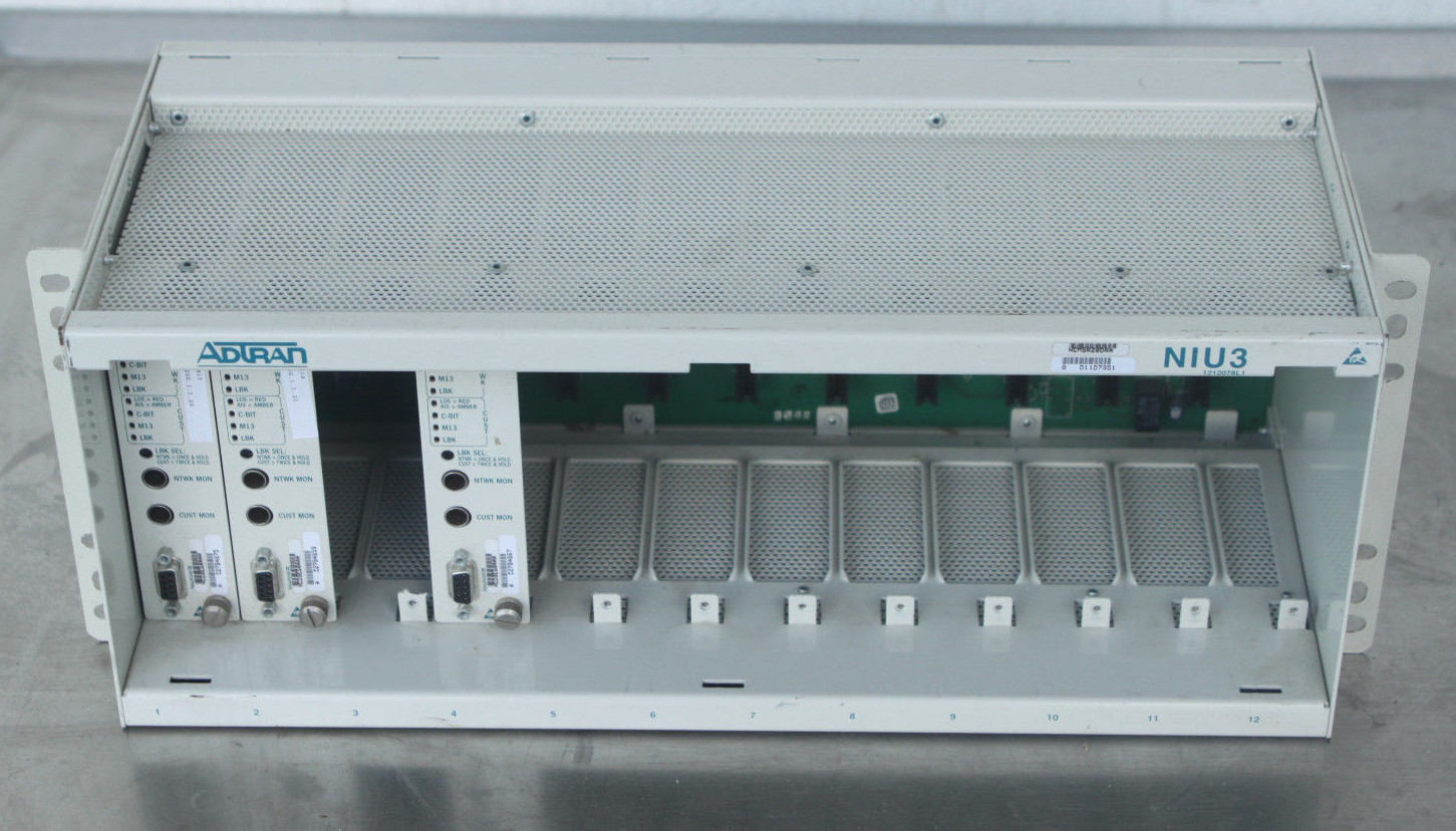 ADTRAN NIU3 CHASSIS w/ (3) 1212075 CARD MODULES