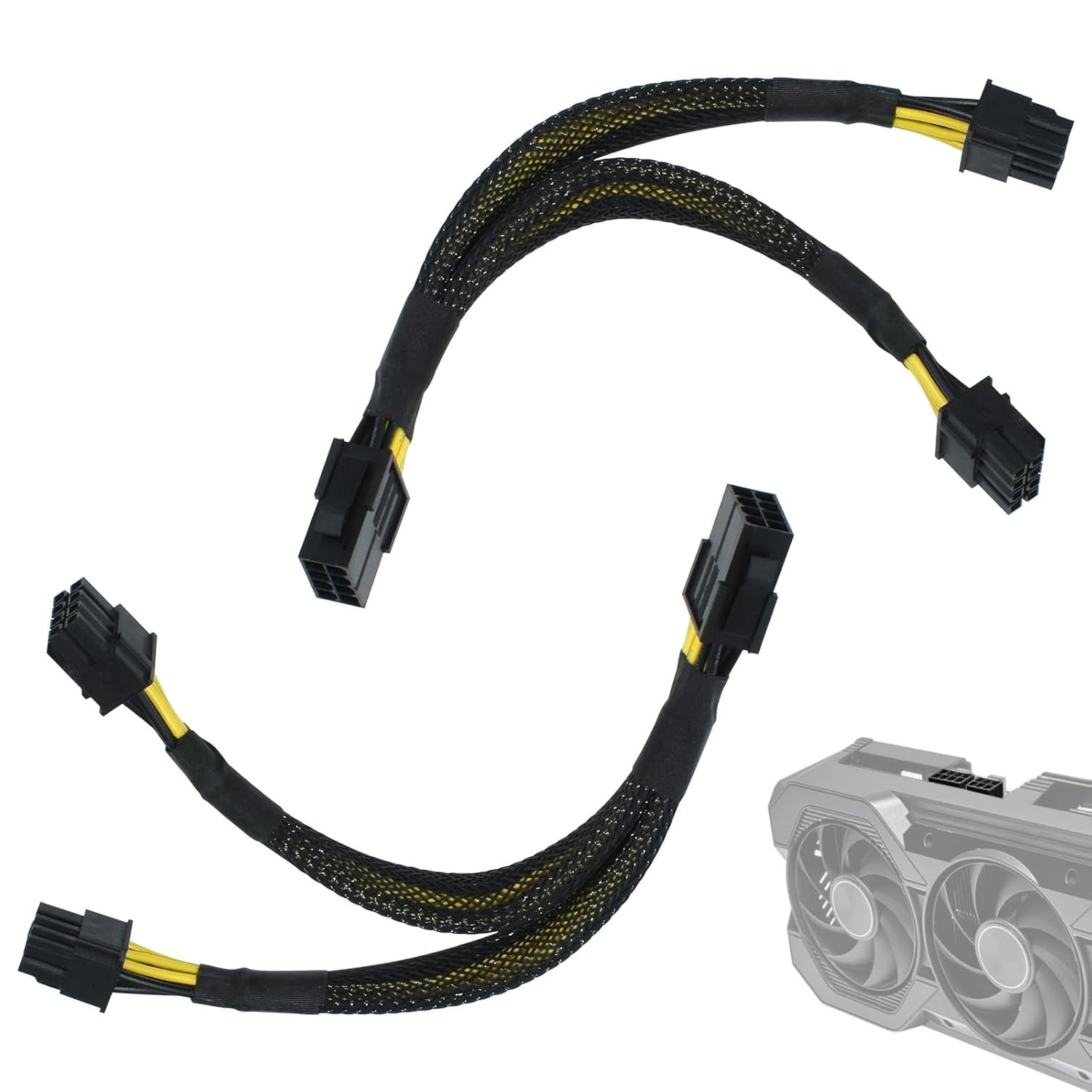 2-Pack PCIe 8 Pin to Dual 8 Pin Power Adapter, PCIe Splitter Cable