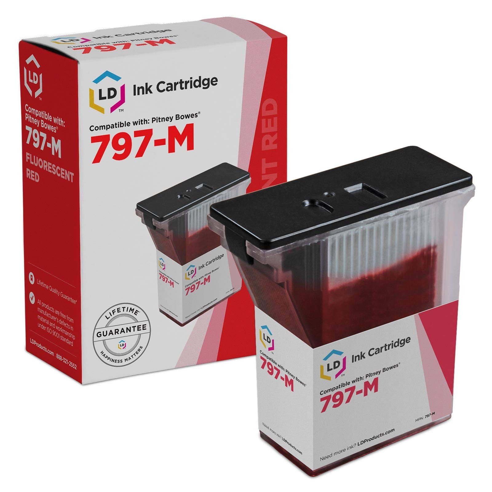 LD 797-M 797M Fluorescent Red Ink Cartridge for Pitney Bowes Printer
