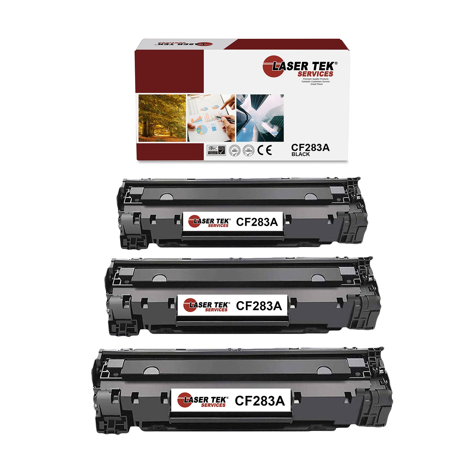3Pk LTS 83A CF283A Black Compatible for HP LaserJet MFP M125a M125nw M126a Toner