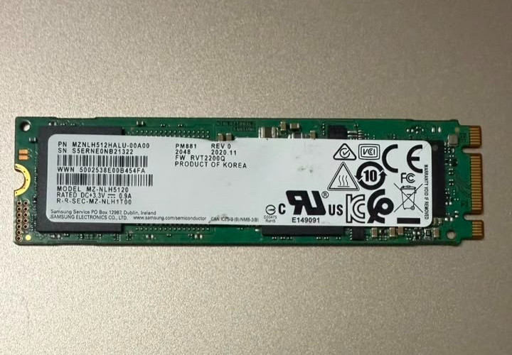 SAMSUNG - SSD / MZ-NLH5120 (PM881) / 512GB / M.2 2280 NGFF / MZNLH512HALU-00A00