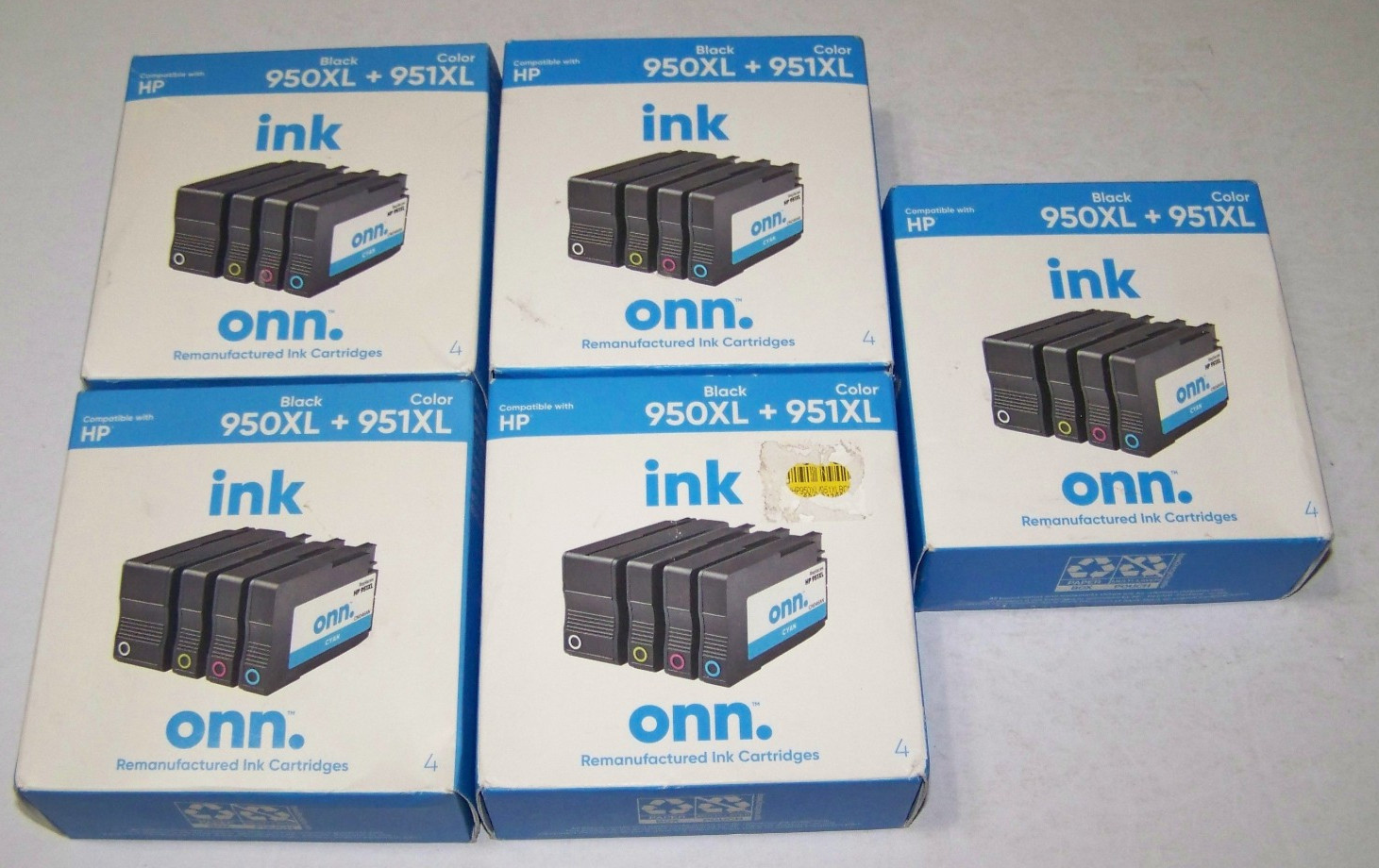 ONN Ink Cartridges 950XL Black + 951XL Color (LOT OF 5 ) NEW SEALED expired