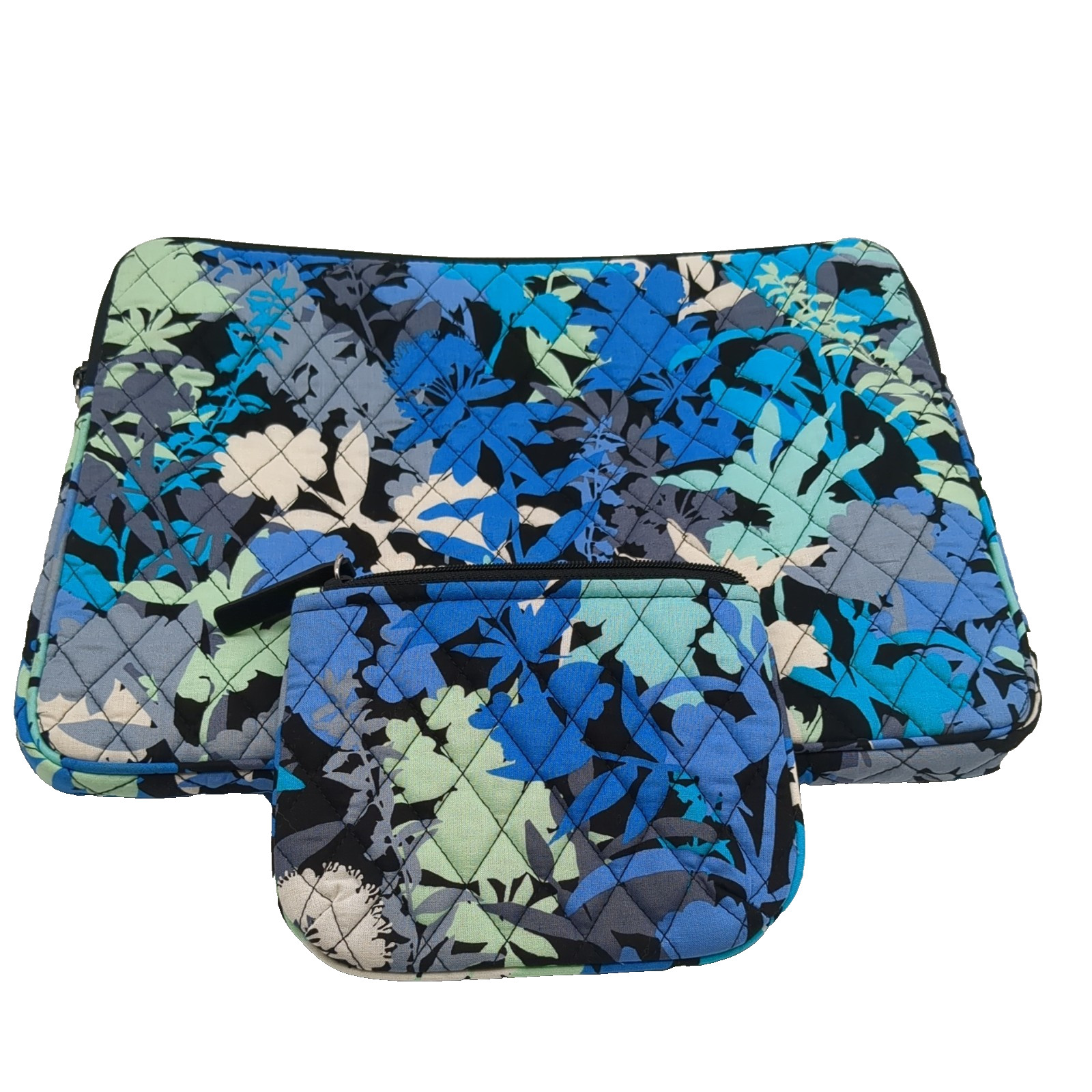 Vera Bradley Camo Floral Zip Top Laptop Tablet Sleeve 14" W Cosmetic Case 