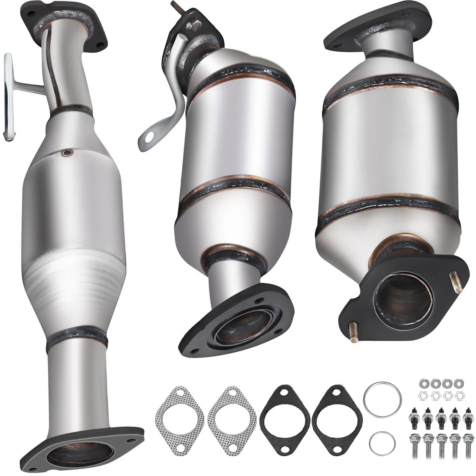 Catalytic Converter, 3 Pcs Exhaust Pipe Stainless Steel High Flow Cat, for Chev