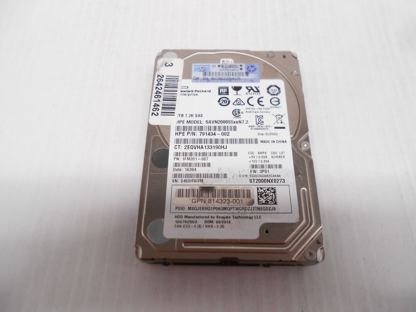 HP Seagate 2TB SAS 2.5" 12G SERVER HARD DRIVE ST2000NX0273 DELL Supermicro 512