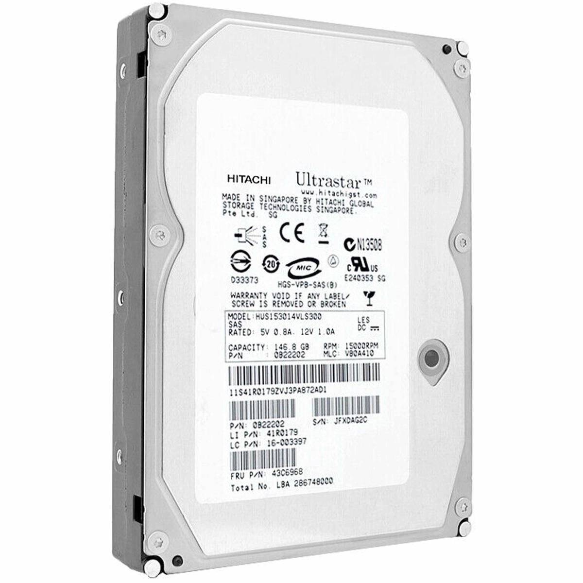 Hitachi HDD 3.5" SAS Hard Disk Server 146.8GB 15K RPM Server NAS Hard Drive