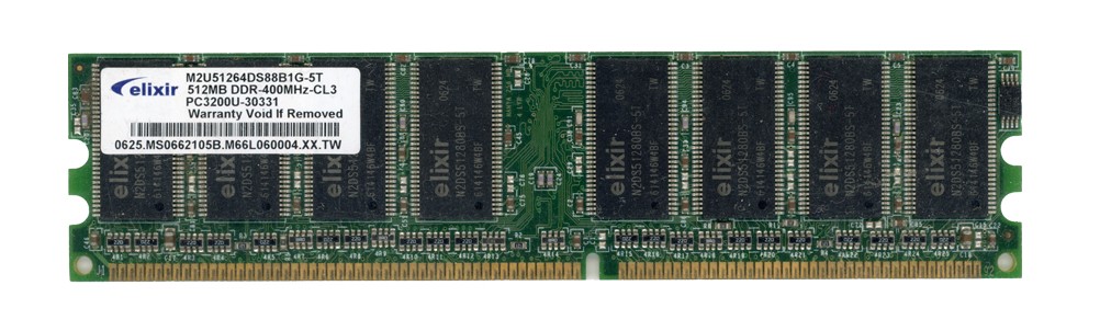 MEMORY ELIXIR 512MB DDR PC3200U 400MHz M2U51264DS88B1G-5T Non-ECC