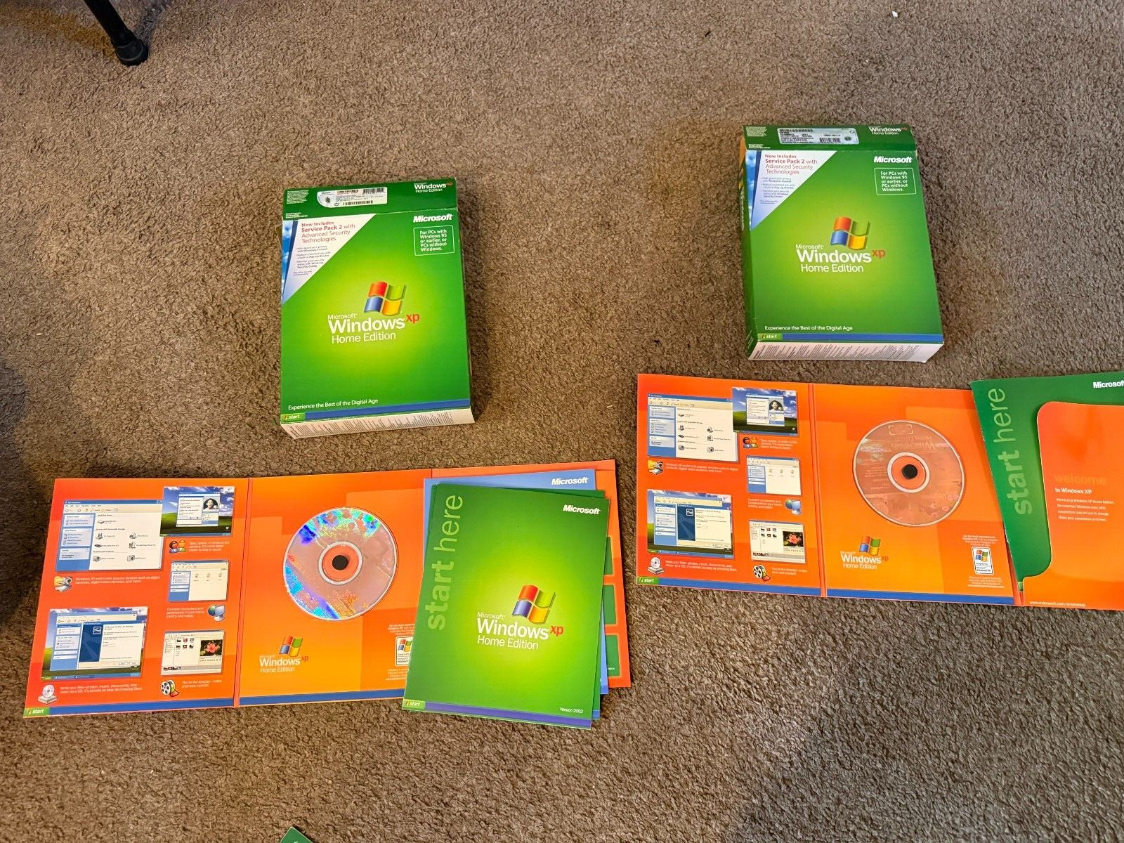 LOT Microsoft Windows XP Home Edition disk & Upgrade SP2 W/ Product Key for 95