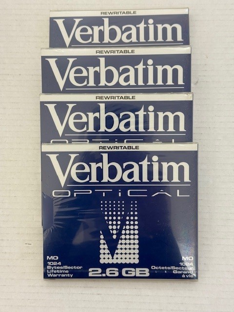 Verbatim Optical 2.6GB Rewritable Disk, 1024 B/s Lifetime Lot of 4 NEW