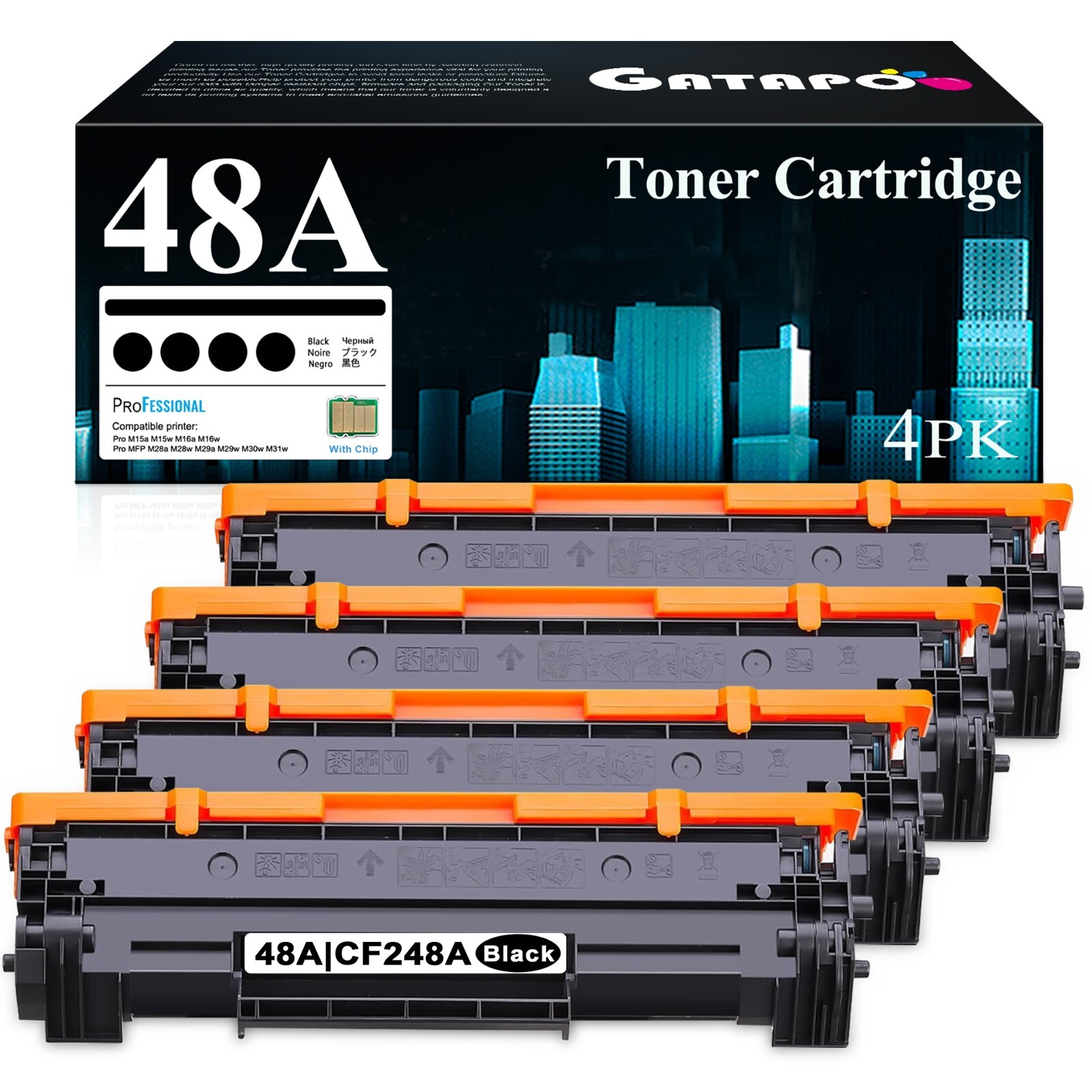 CF248A High Yield Toner Cartridge For HP 48A Laserjet Pro M15W MFP M29W M28W 4PK