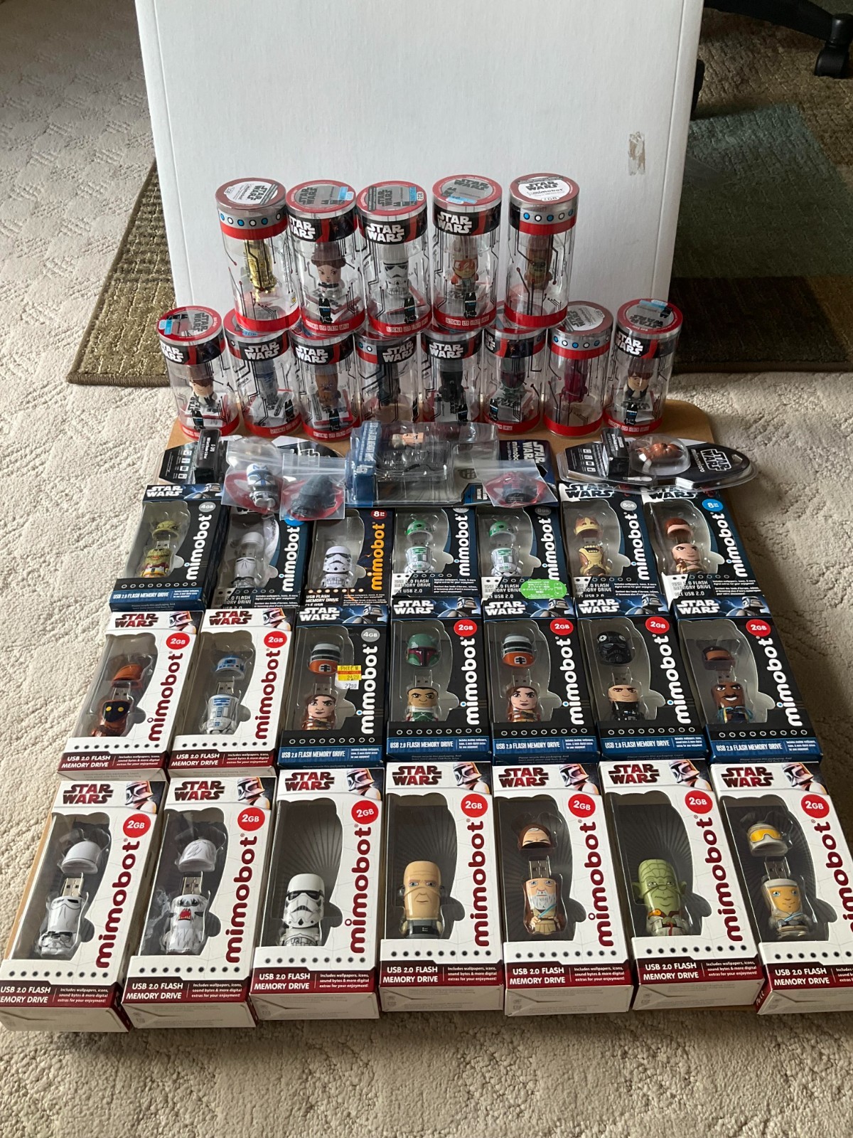 Star Wars Mimobot Flash Drives, RARE-Huge Lot  Skywalker, Solo, Vader, Chewbacca