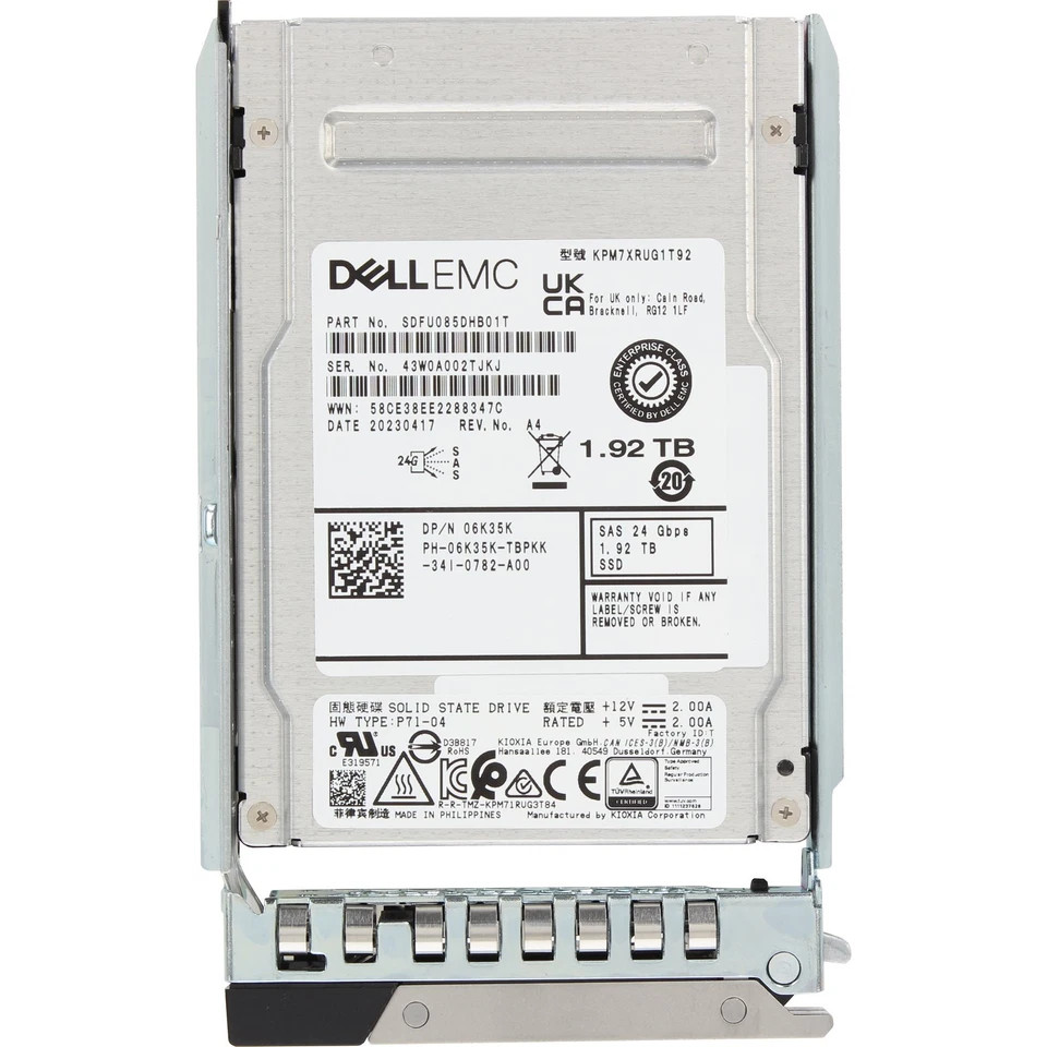 06K35K 6K35K NEW Dell 1.92TB 24Gbps SAS RI TLC 2.5 Dell SSD G14 KIT