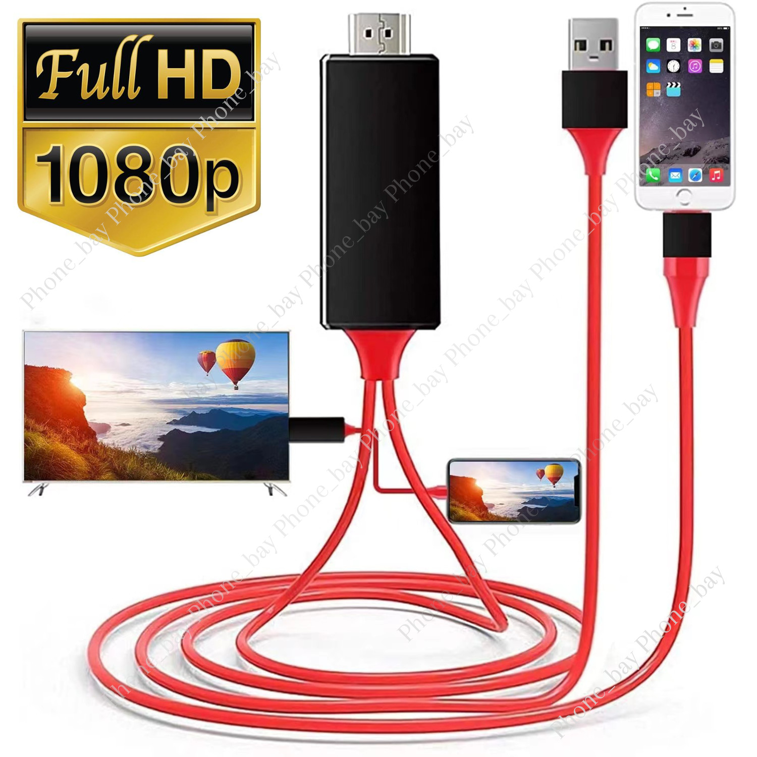 HDMI Mirroring AV Cable Phone to TV HDTV Adapter 1080P For iPhone 14 13 12 11 XR