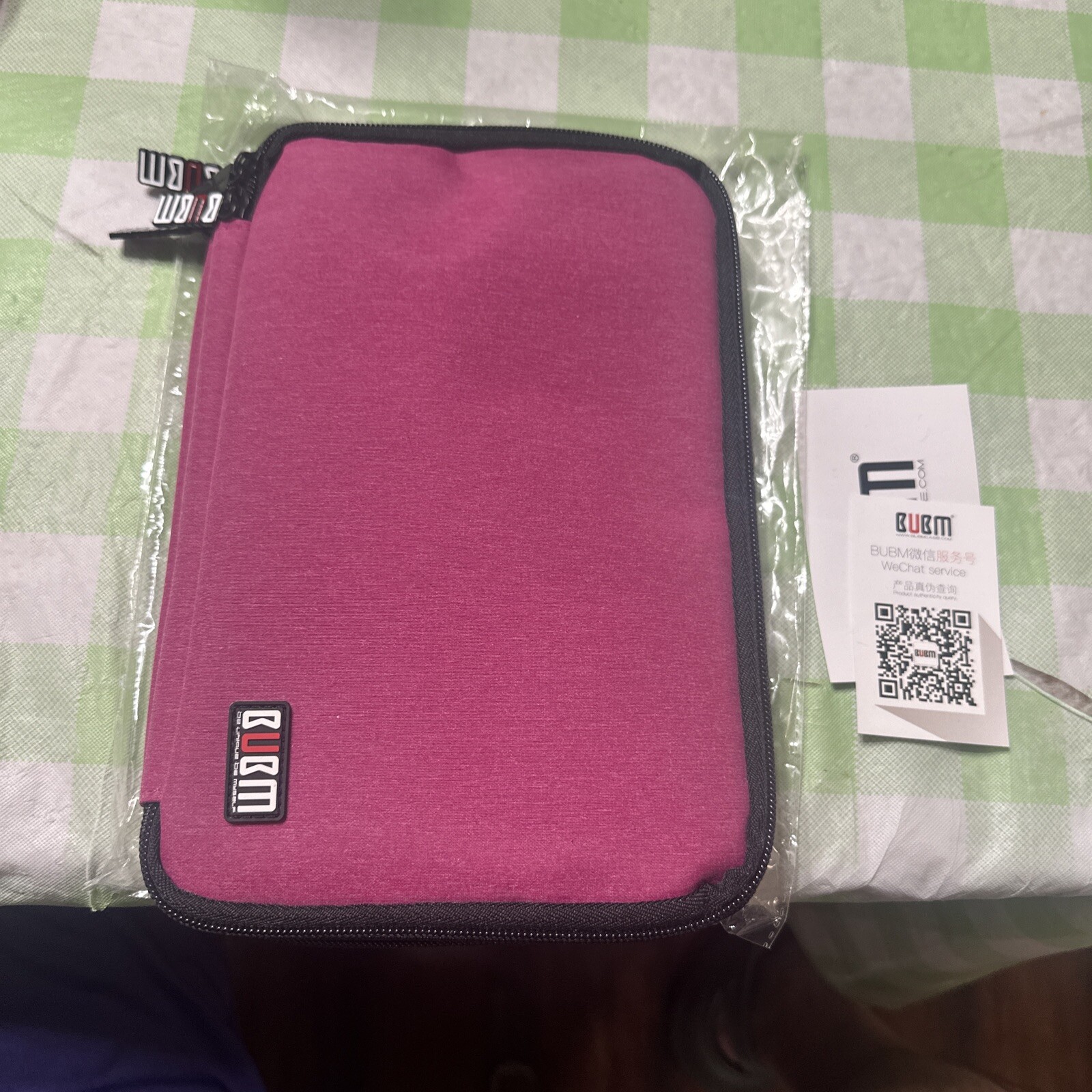 BUBM Double Layer Padded Travel Cable Organizer Electronic Case Purple