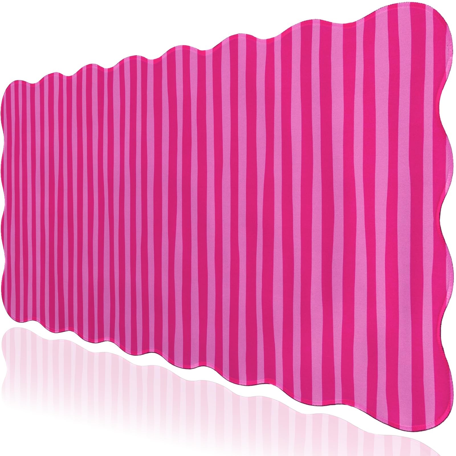 Hot Pink Striped Pad,Scalloped Desk Mat XXL Large Geometric Gaming Mousepad,3...