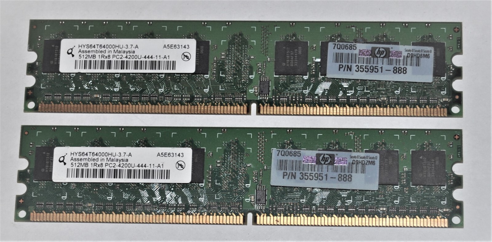 512MB MEMORY HYS64T64000HU 1Rx8 PC2 4200U PAIR CHIPS