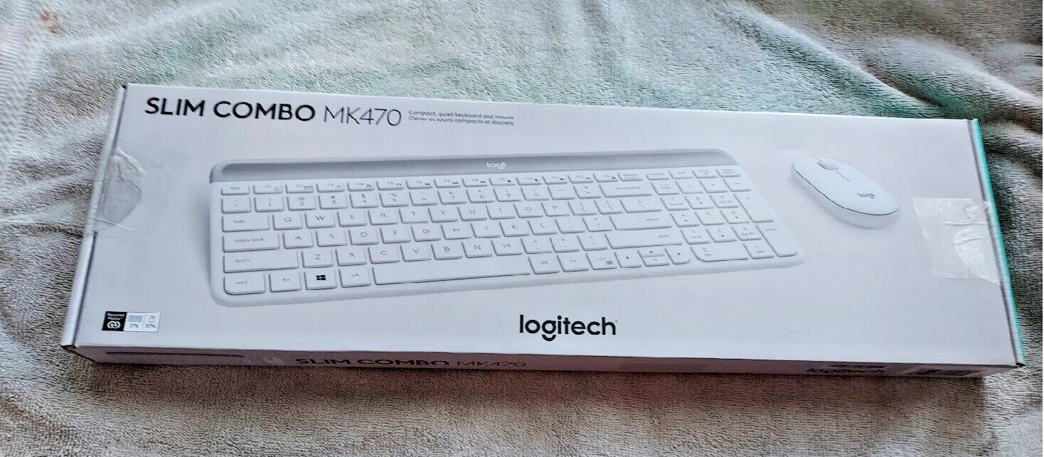 Logitech MK470 Slim Wireless Keyboard/Mouse Combo, Modern Compact Layout, White