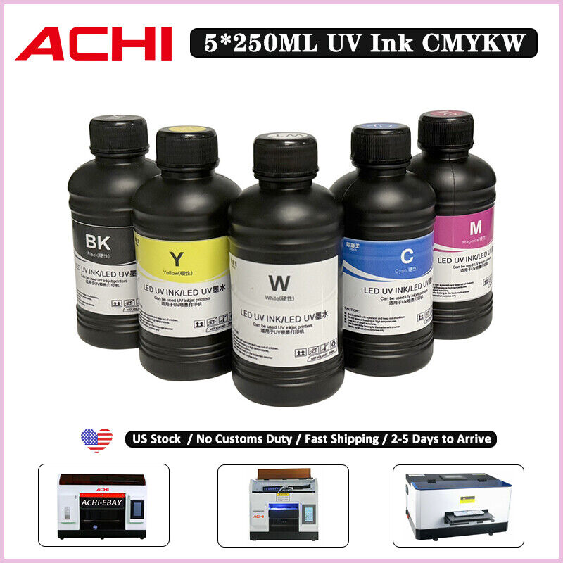 5*250ML Led UV ink for UV Flatbed Printer Epson L800 L1800 R1390 XP600 TX800 US