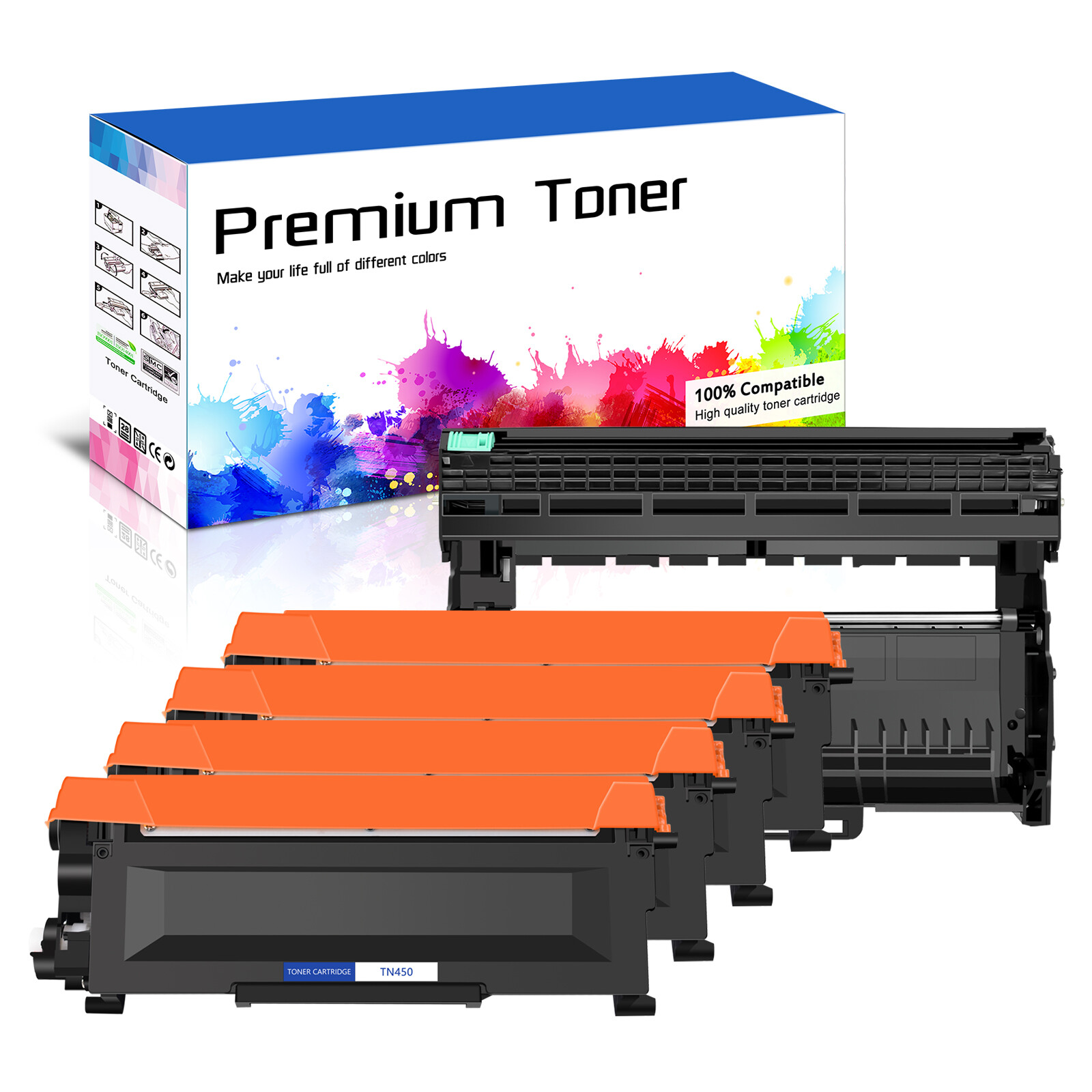 4PK TN450+1PK DR420 Toner Cartridge for Brother HL-2130 HL-2132 HL-2220 HL-2230