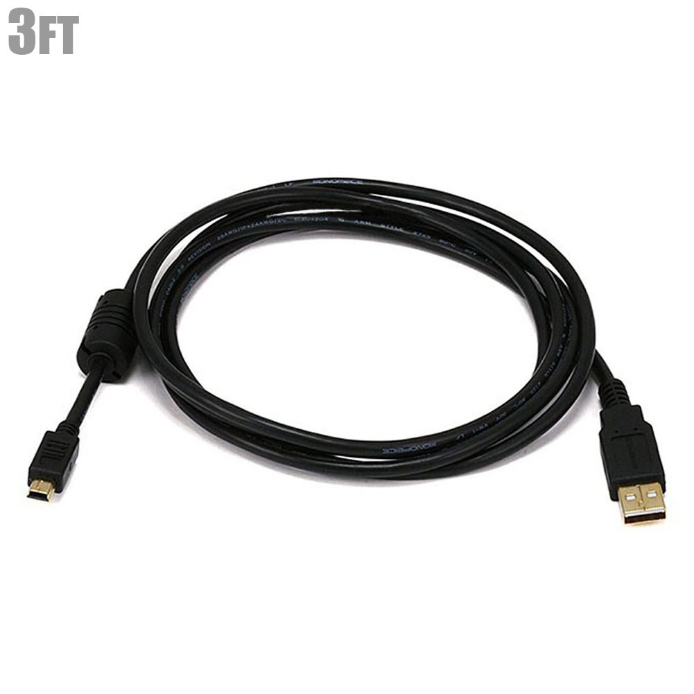 1.5 3 6 10 15FT USB-A Type A Male to 5-Pin Mini B Male Cable Cord Gold 28/24AWG