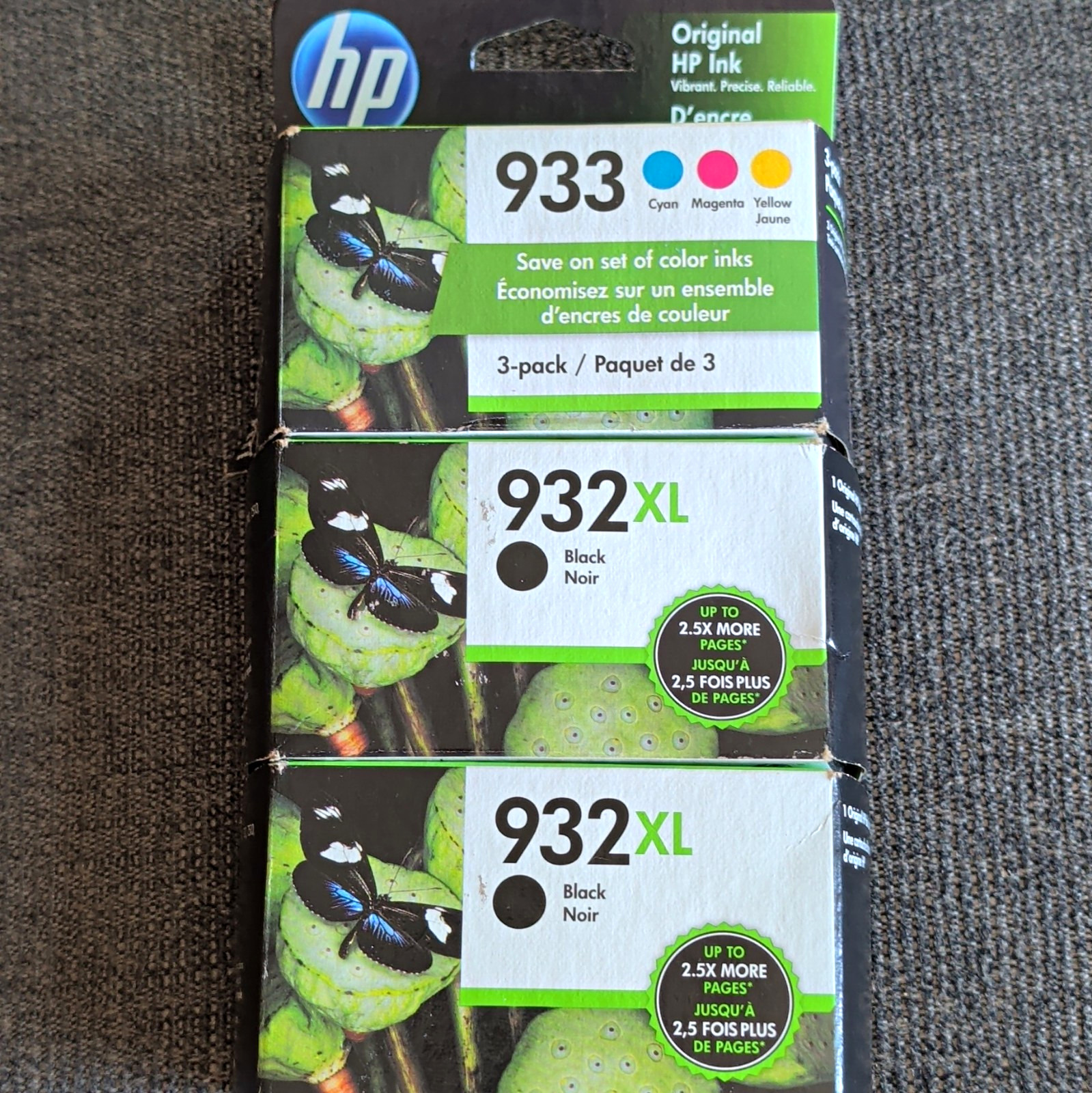 HP Genuine 932XL/933 2 black + 1 Cyan/Magenta/Yellow inkjet. expired 2022-2023