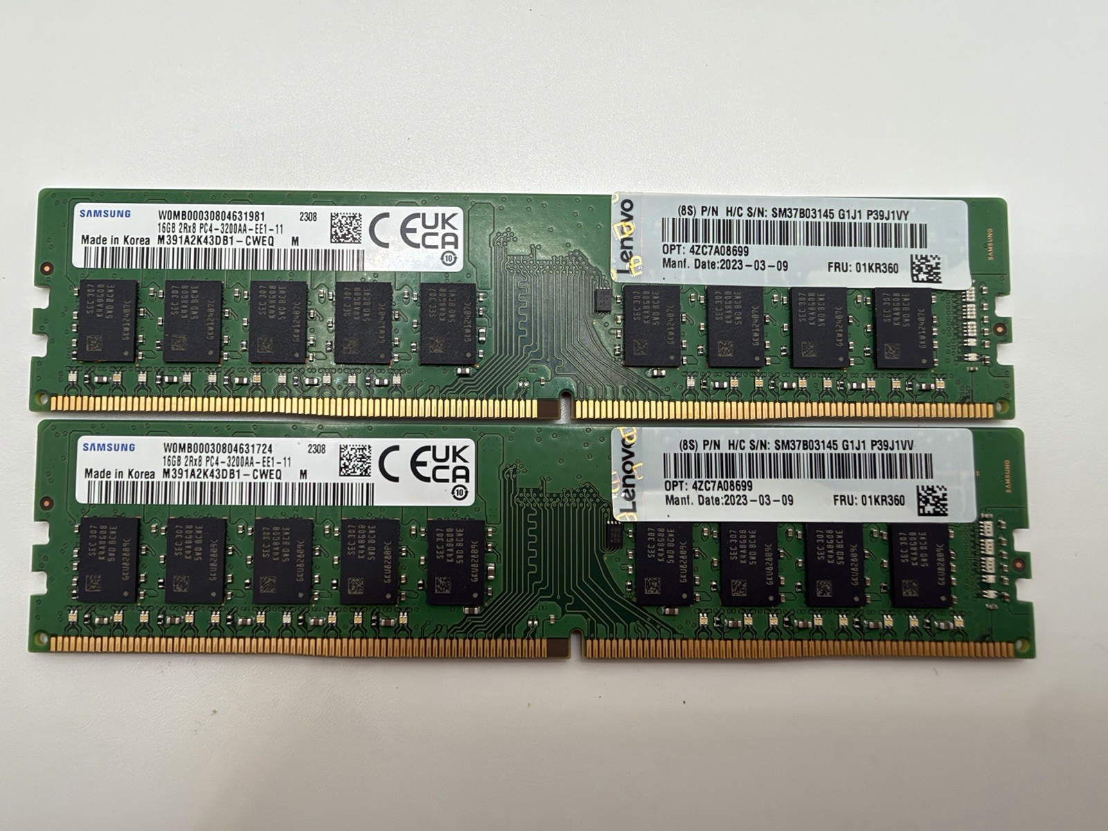 Samsung 32GB (2X16GB) DDR4 PC4-3200 ECC UDIMM Memory M391A2K43DB1-CWEQ
