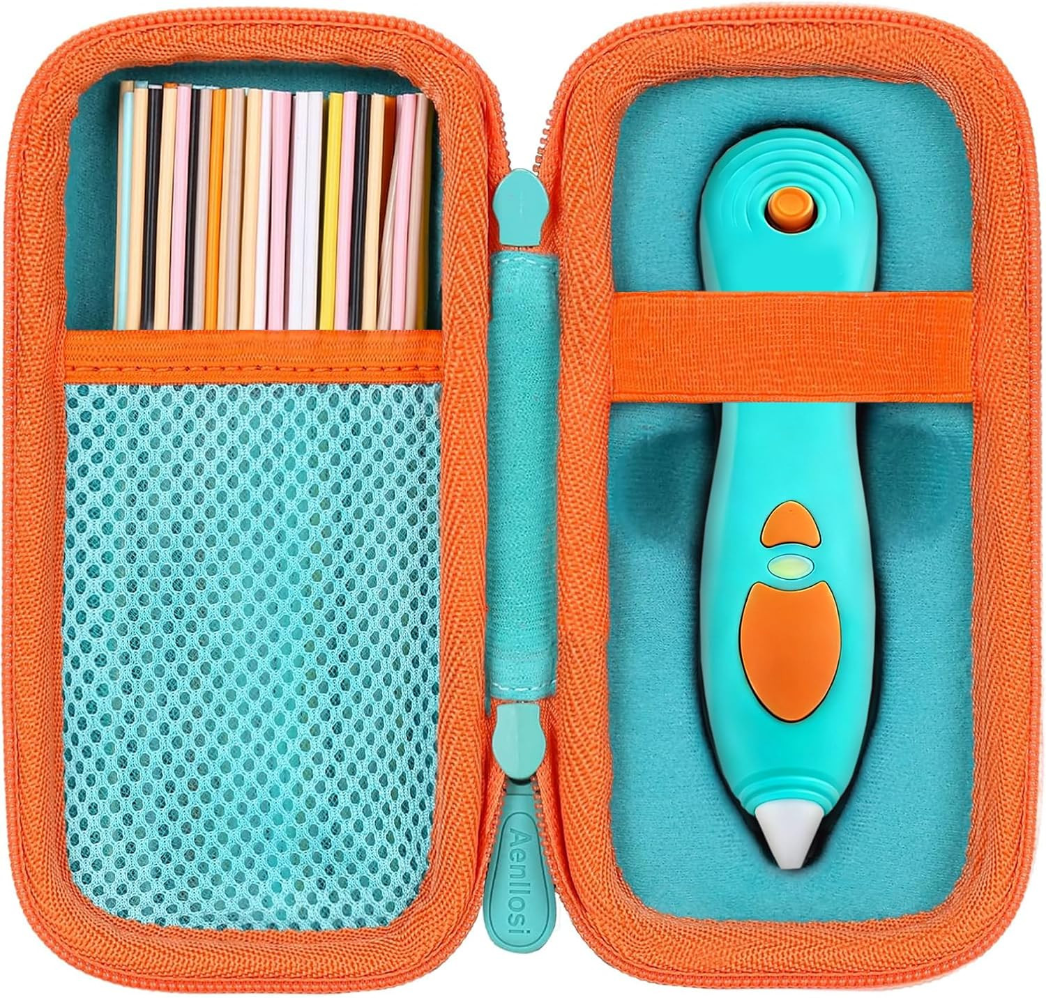 Aenllosi Storage Case for 3Doodler Start+Essentials, Green+Orange Zipper