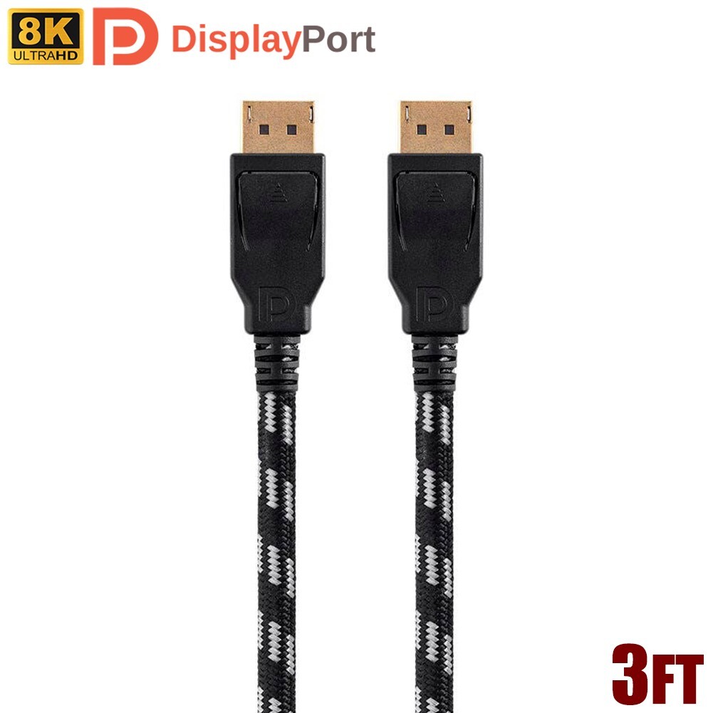 1.5FT 3FT 6FT 10FT DisplayPort DP 1.4 Braided Cable HBR3 8K@60Hz 32.4Gbps HDR PC