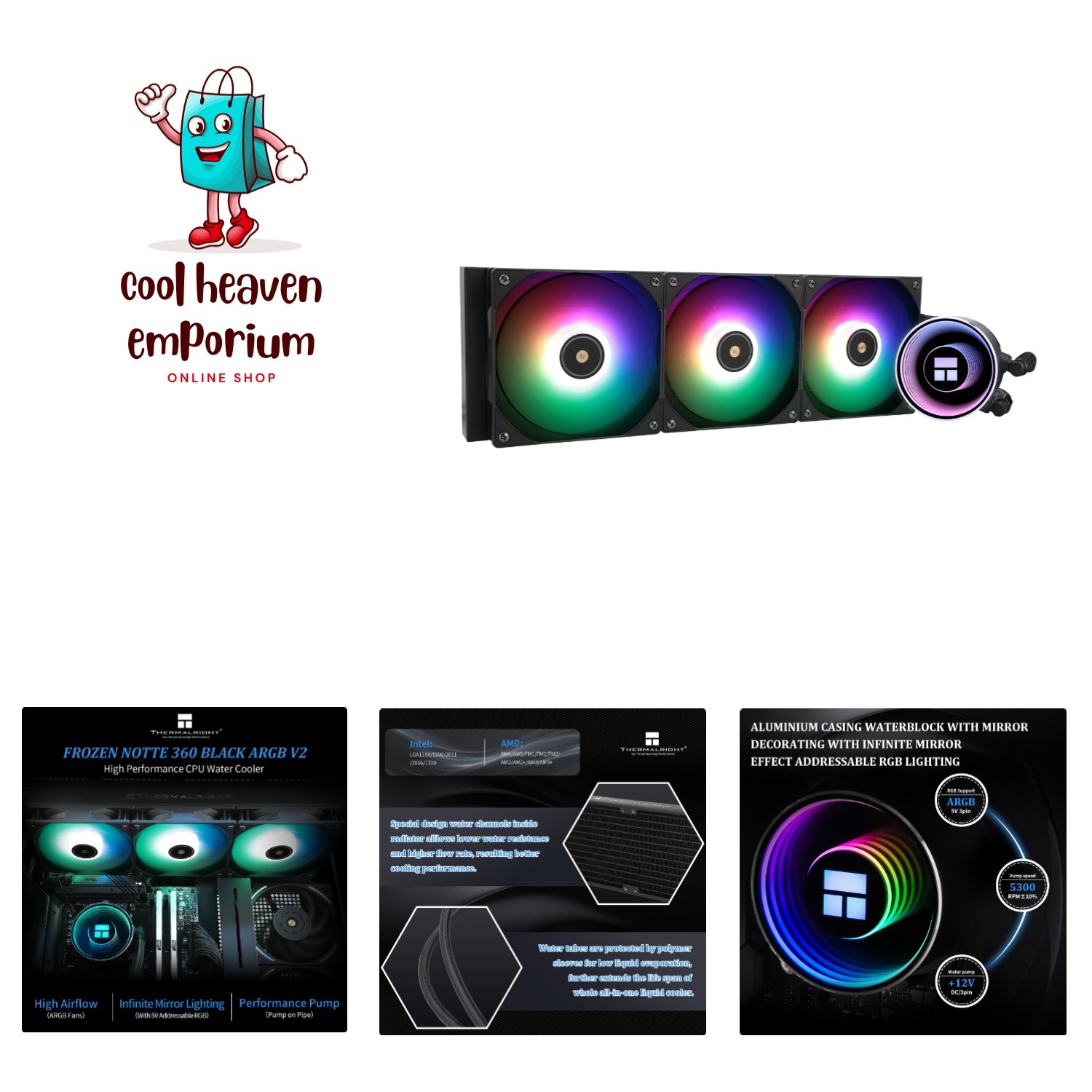 Elegant Frozen Notte 360 ARGB V2 Cooler - Efficient Cooling & Stunning Lights