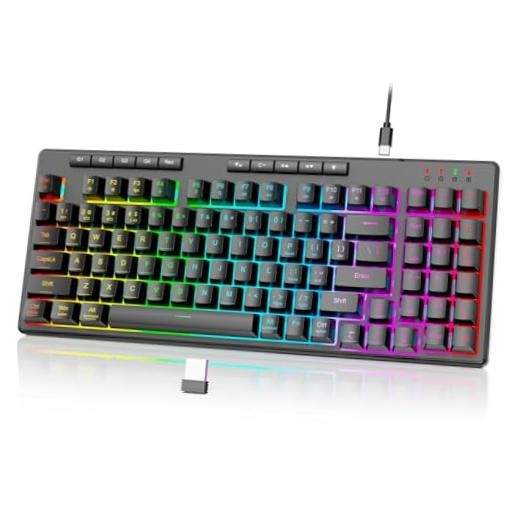 K517 Pro Wireless Gaming Keyboard, RGB Backlit, Tri-Mode BT/2.4GHz/USB Black-W