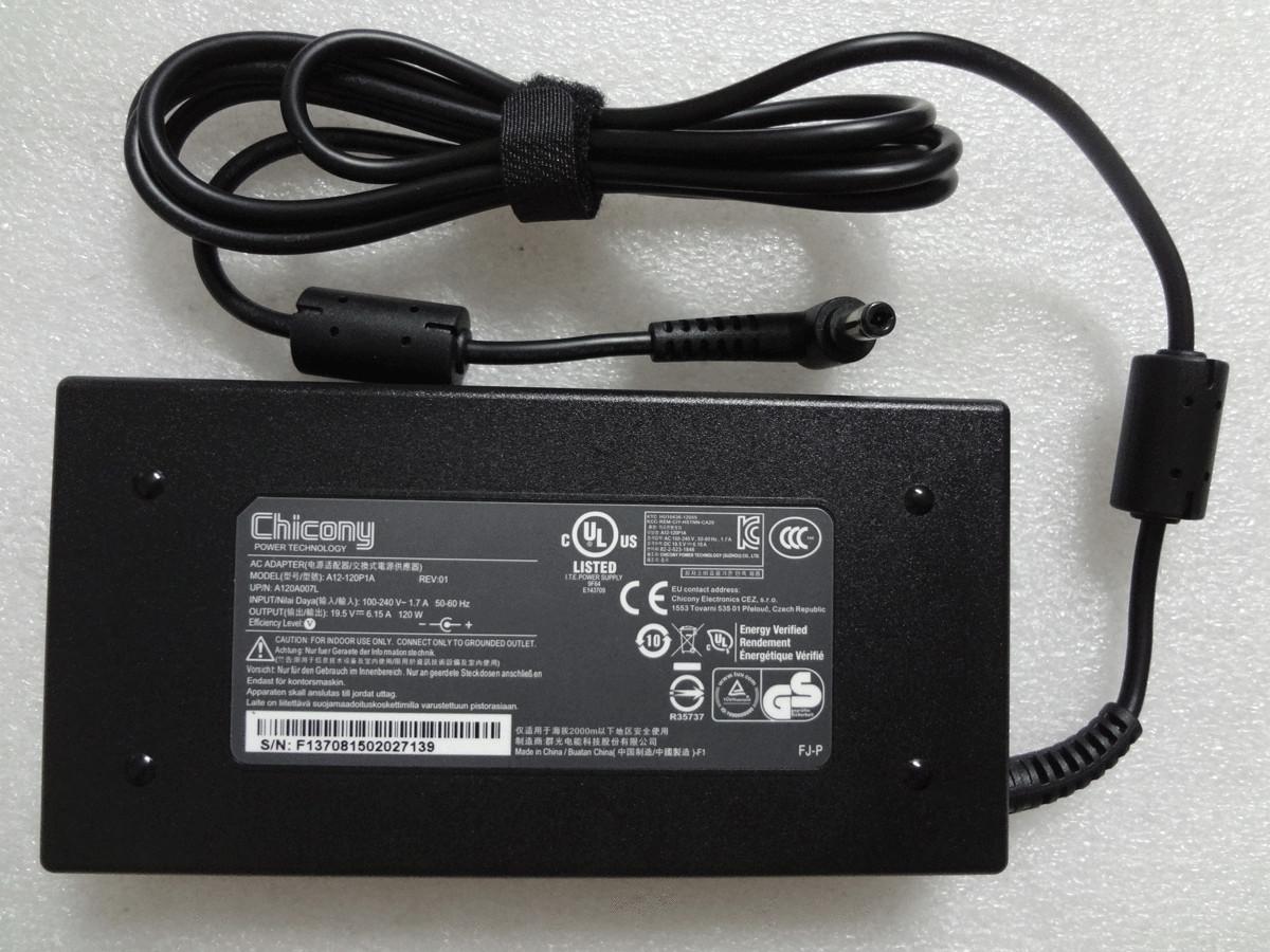 19.5V 6.15A A12-120P1A For Sager/Clevo W150HR W170HR 120W AC Adapter NEW Genuine