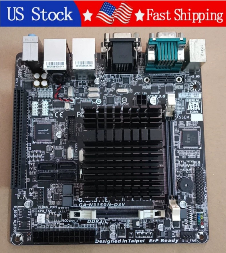 Used Gigabyte GA-N3150N-D3V Mini-ITX Motherboard Intel N3150 DDR3L VGA DVI NM70