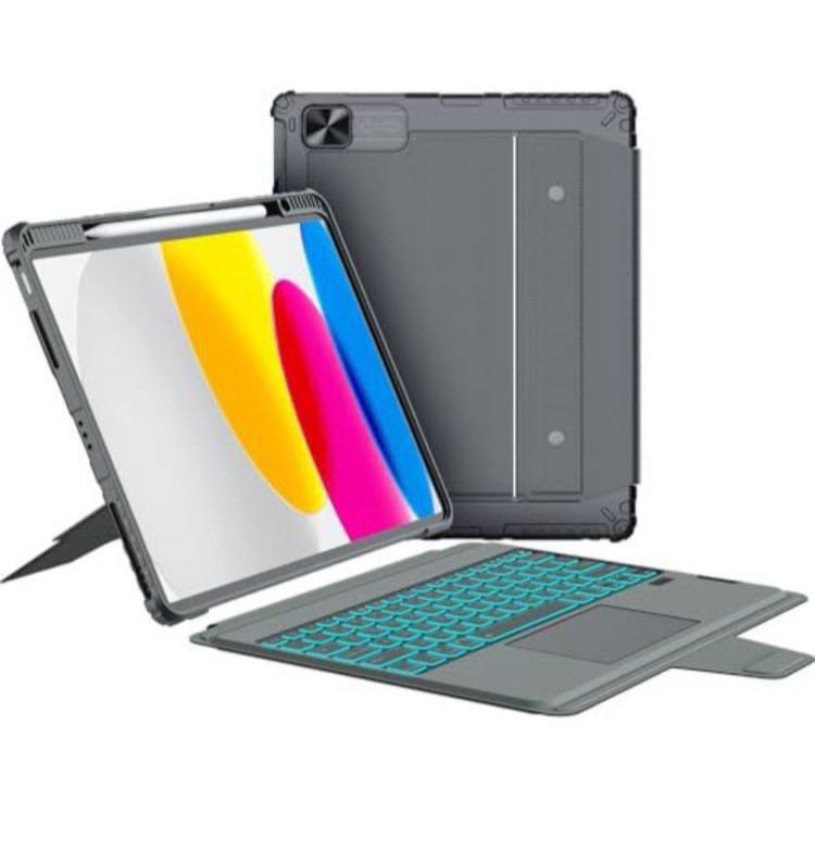 Nillkin iPad 11th/10th Gen Keyboard Case: Backlit Trackpad, Slide Camera, Grey