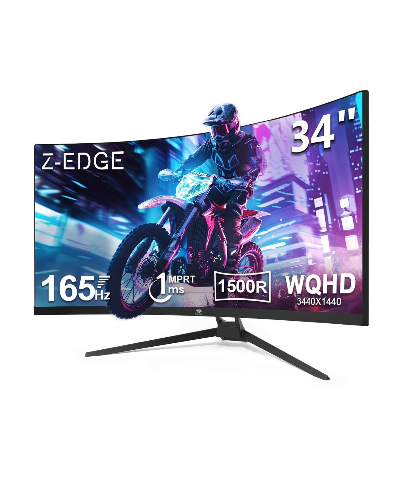 Z-Edge 34" Curved Gaming Monitor, WQHD 1440P 165Hz 144Hz PC Monitor, MPRT 1ms...
