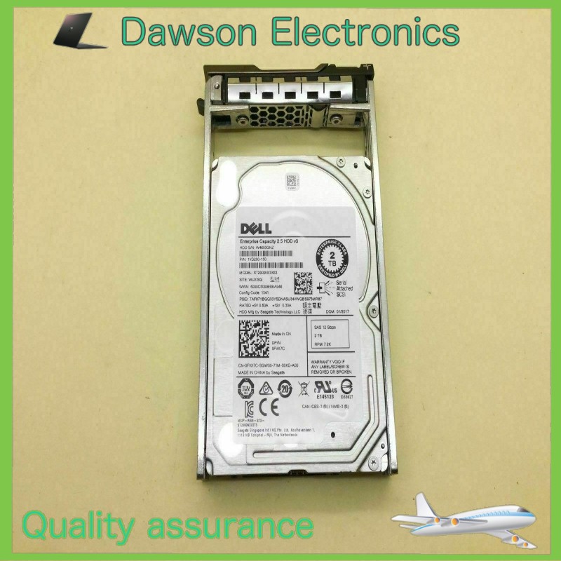 Dell 2TB 7.2K SAS 2.5" Hard Drive for PowerEdge R330 R430 R530 R630 R730 R930