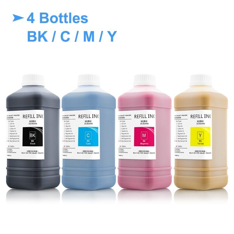 4*1000ML Eco-Solvent ink For Ep DX5 DX6 DX7 TX800 XP600 5113 4720 I3200 S30670