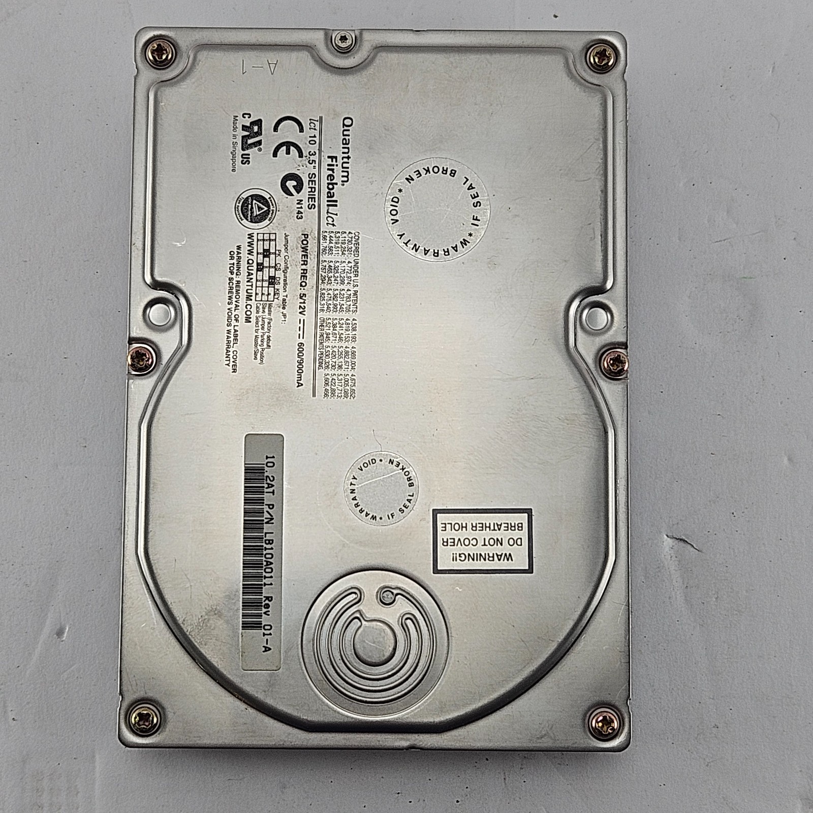 Vintage Quantum Fireball LCT 10 LB10A011 10.2GB 3.5" IDE PATA Hard Drive