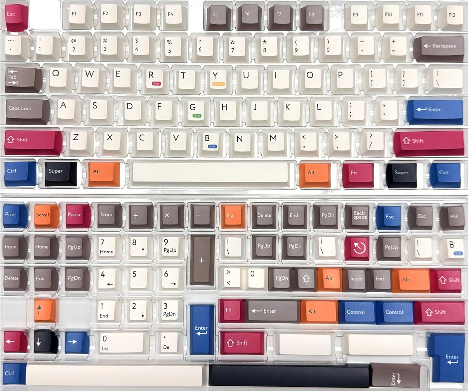 KBDiy Retro100 Keycaps Set,143 Keys Vintage White Cherry Profile PBT Custom K...