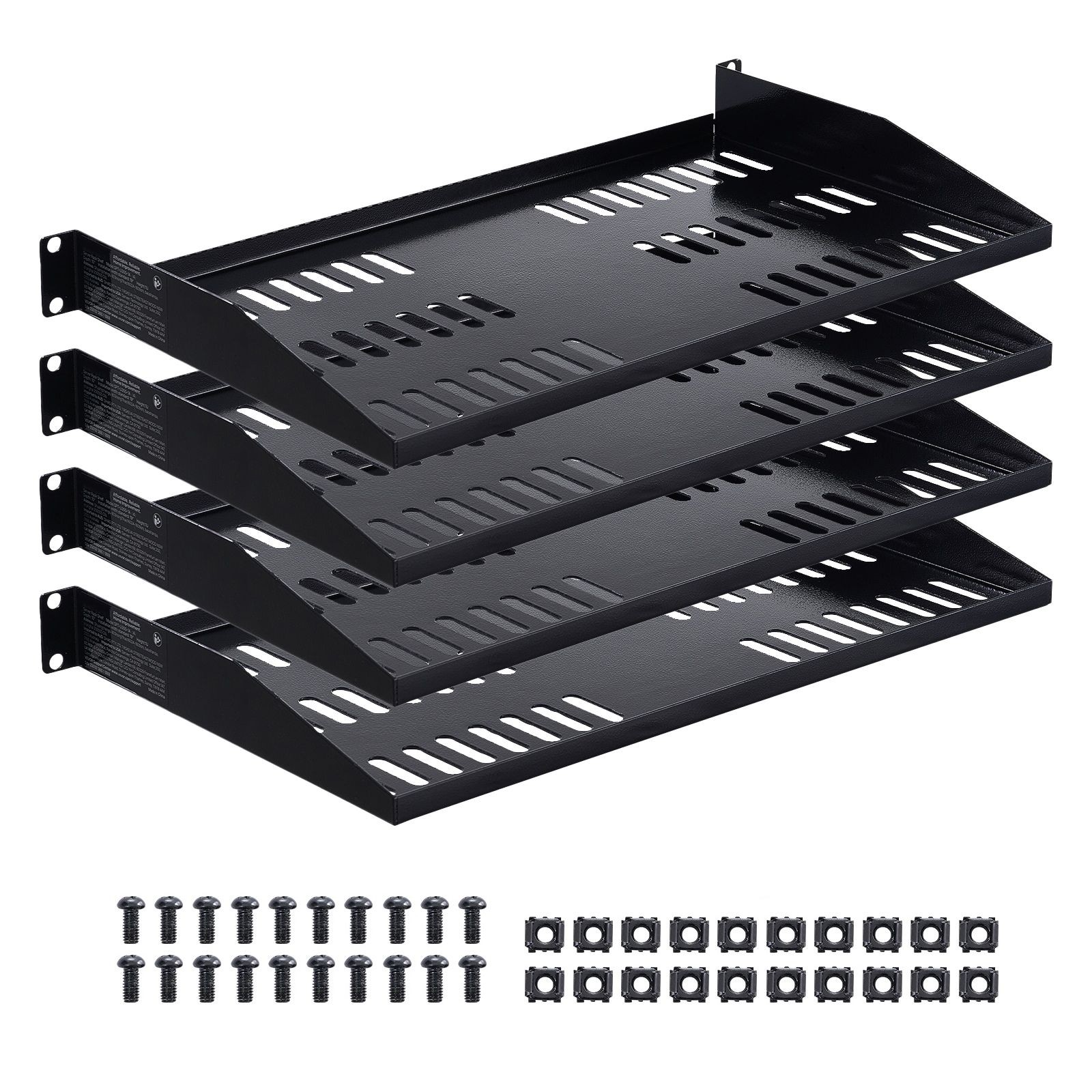 1U Server Rack Shelf 4 Pack Vented Cantilever for 19in Cabinet