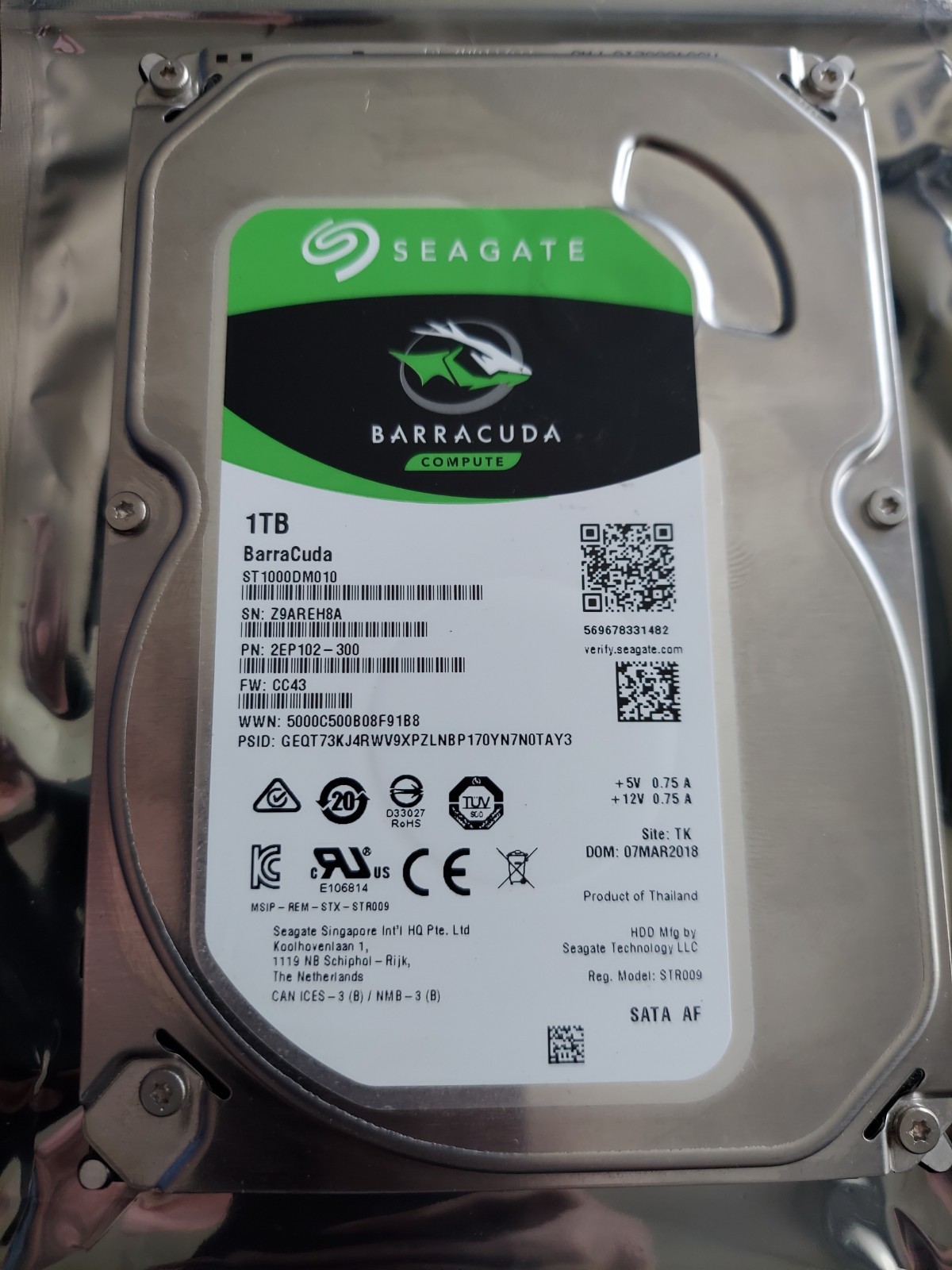 Tested GOOD Seagate BarraCuda ST1000DM010 1TB SATA 3.5" HDD Hard Disk Drive