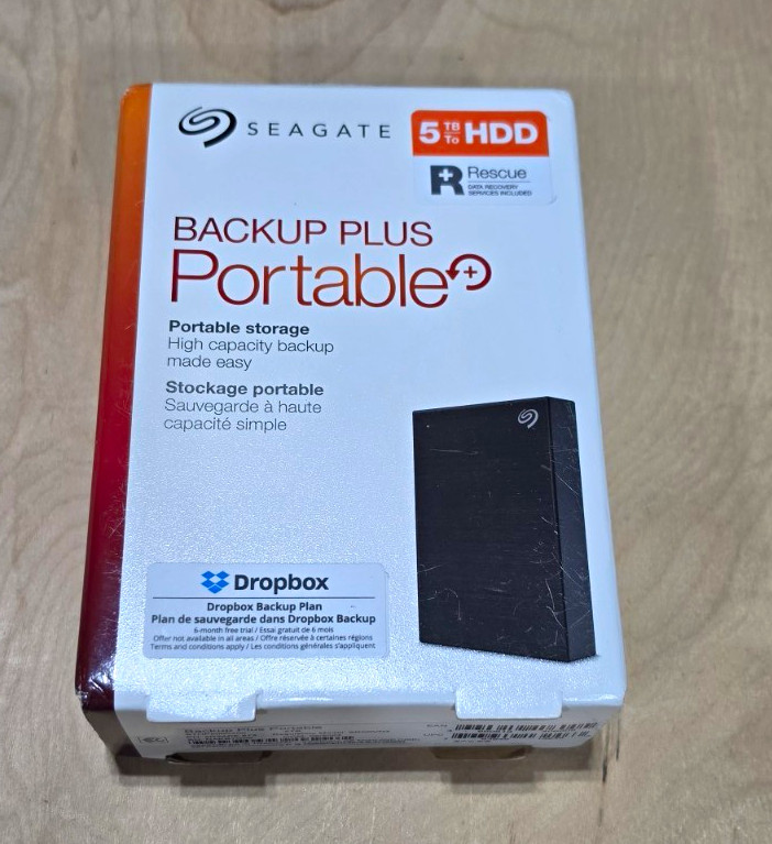 Seagate Backup Plus Portable 5TB External HDD USB 3.0/2.0 Black Mac PC