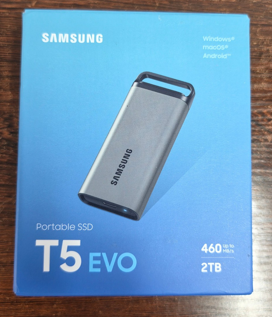 2TB Samsung T5 EVO 2TB USB-C Portable External SSD Drive - Black
