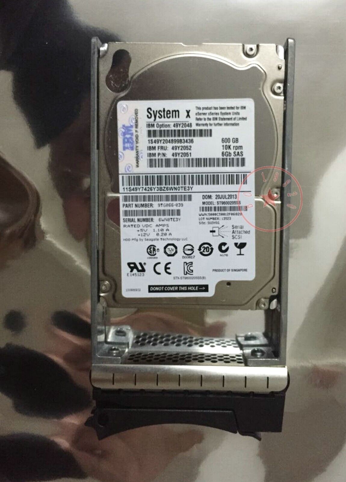 NEW IBM 49Y2052 49Y2048 5220 600G 10K SAS 2.5 DS3524 storage hard drive